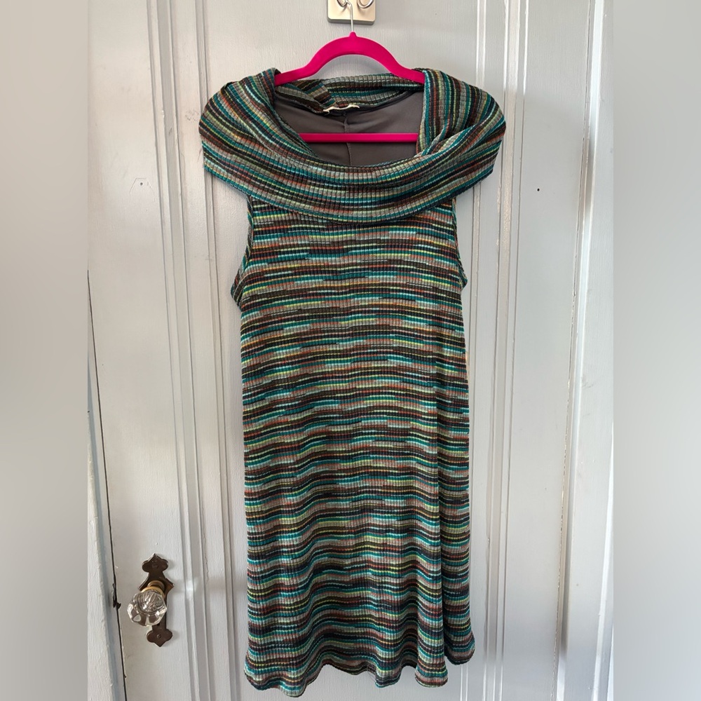 NWT M Altar’d State Space Dye Marled Sleeveless Swing Dress w Cowl Neck